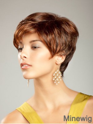 Short Synthetic Hair Wig Boycuts Short Length Auburn Color