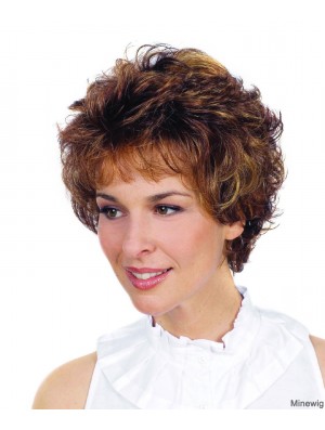 Curly Layered 8 inch Brown Modern Synthetic Wigs