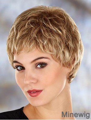 Modern 4 inch Wavy Blonde Boycuts Short Wigs