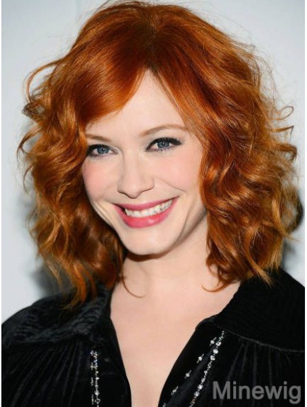 Best 14 inch Copper Chin Length Without Bangs Wavy Lace Christina Hendricks Wigs