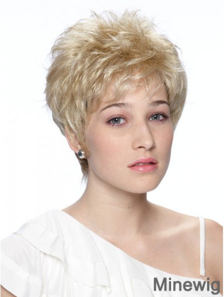 Cropped Boycuts Wavy Blonde Fashionable Synthetic Wigs