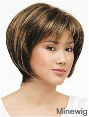 Lace Front Chin Length Straight Brown Designed Bob Wigs