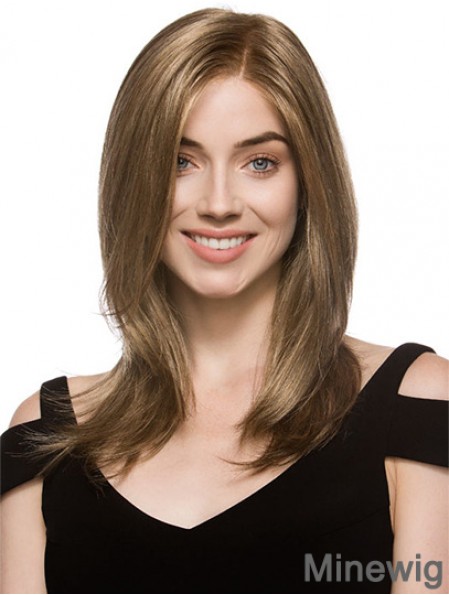 High Quality Brown Shoulder Length Layered Straight Glueless Lace Front Wigs