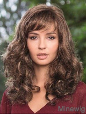 Synthetic Lace Wig Brown Color Wavy Style Long Length Boycuts