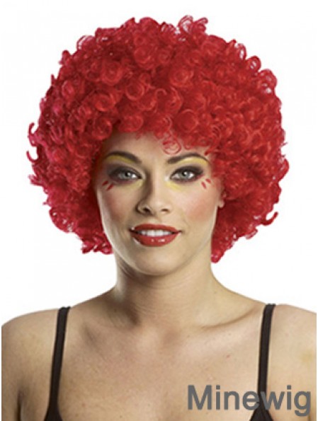 Kinky Without Bangs Short Red Modern Lace Front Wigs