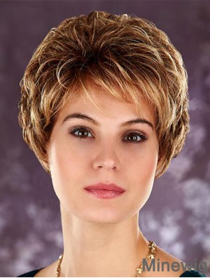 Hairstyles Blonde Cropped Layered Wavy Glueless Lace Front Wigs