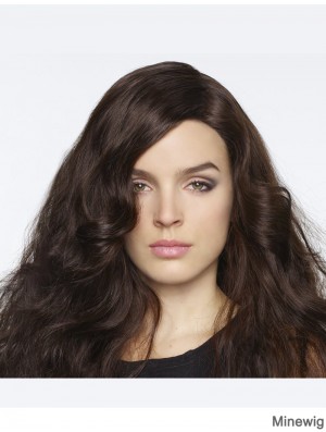 18 inch Curly Without Bangs Monofilament Brown Durable Long Wigs
