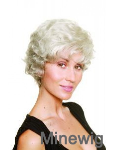 Synthetic Chin Length Wavy Capless Elderly Lady Wigs