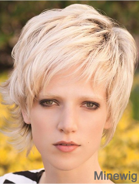 Discount 8 inch Straight Blonde Layered Short Wigs