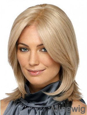 Shoulder Length Without Bangs Straight Blonde Designed Synthetic Wigs