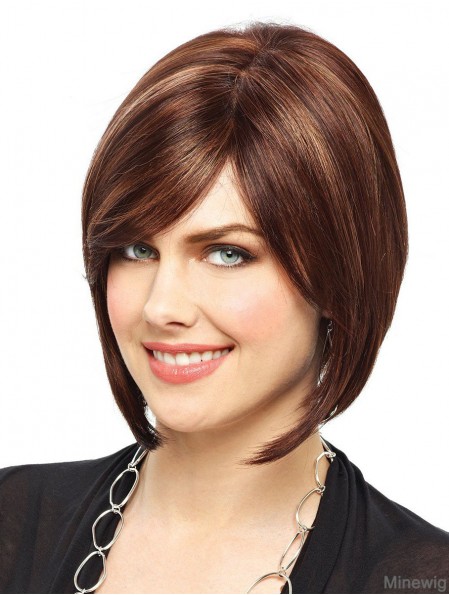 Bobs Chin Length Brown Straight Modern Wigs