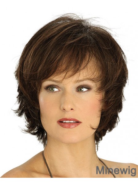 Amazing Brown Chin Length Straight Layered Lace Front Wigs