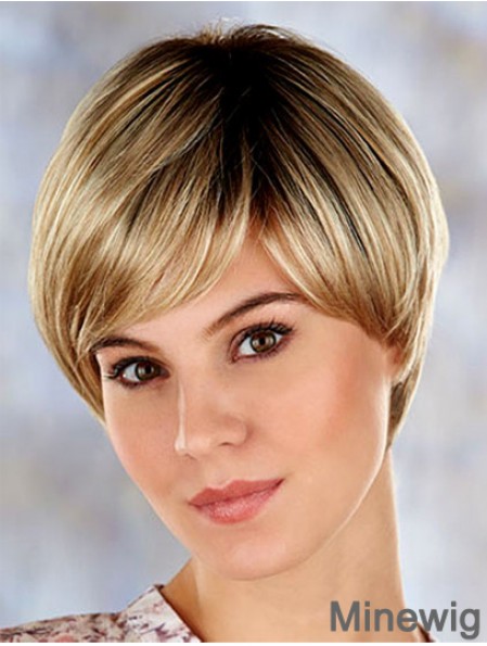 High Quality 7 inch Straight Blonde Layered Short Wigs