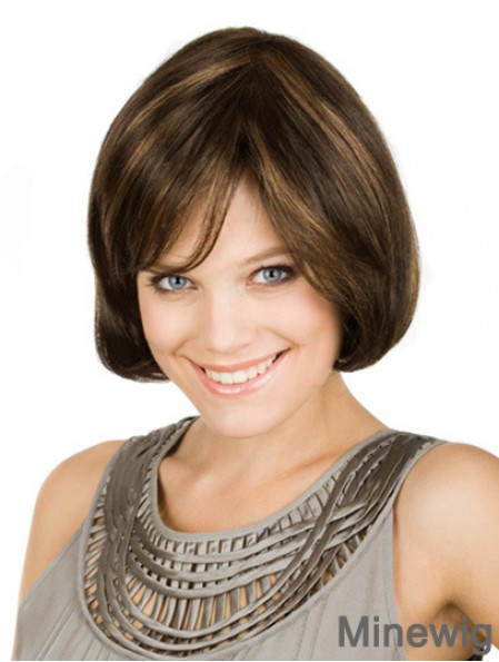 Chin Length Brown Flexibility 10 inch Wavy Bob Wigs