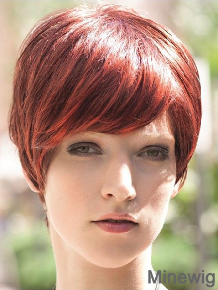 Incredible 8 inch Straight Red Boycuts Short Wigs