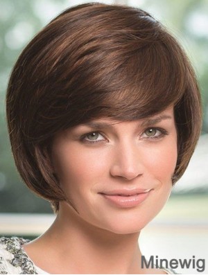 Wavy Chin Length Brown 8 inch Lace Front Perfect Bob Wigs