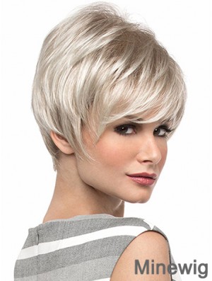 Popular 8 inch Straight Blonde With Bangs Short Wigs