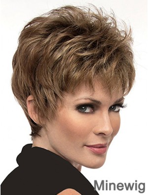 Natural 6 inch Straight Brown Boycuts Short Wigs