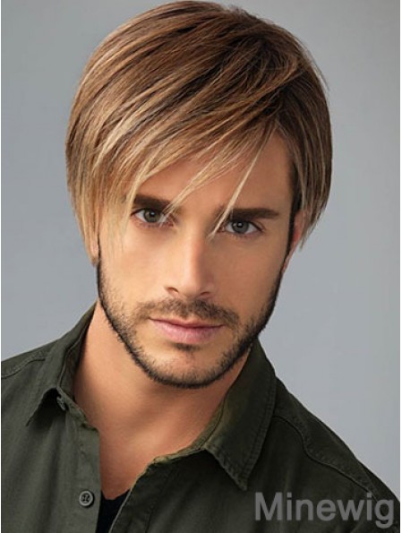 8 inch Brown Synthetic Capless Short With Bangs Wigs Monofilament
