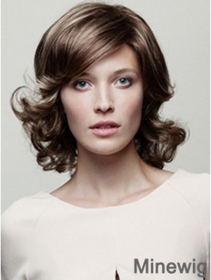 Classic Brown Wavy Chin Length 10 inch Top Medium Wigs