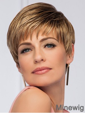 Synthetic Brown Boycuts Straight 5 inch Short Wigs