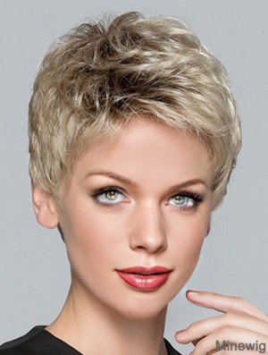 Boycuts Blonde Synthetic Straight 3 inch Short Hair Wigs