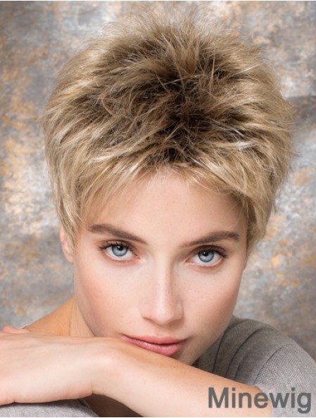 4 inch Blonde Synthetic Boycuts Straight Short Hair