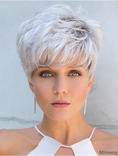 Cropped Straight 5 inch Capless Grey Wigs For Women