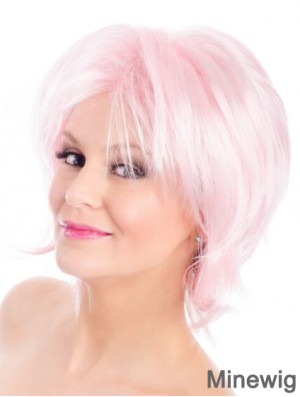 Straight Bobs Pink 8 inch Capless Wig Fashion