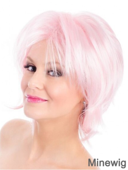 Straight Bobs Pink 8 inch Capless Wig Fashion