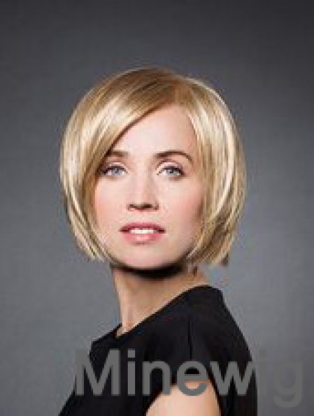 10 inch Straight Blonde Synthetic Chin Length Monofilament Wig Bob