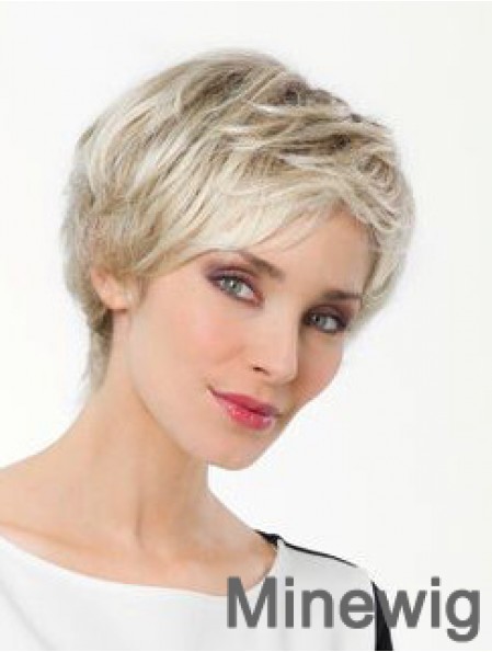 Platinum Blonde Boycuts Short 8 inch Straight Synthetic Monofilament Wig Sale