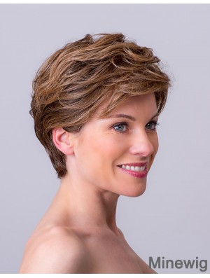 Auburn Layered Short 8 inch Wavy Synthetic Wigs Monofilament