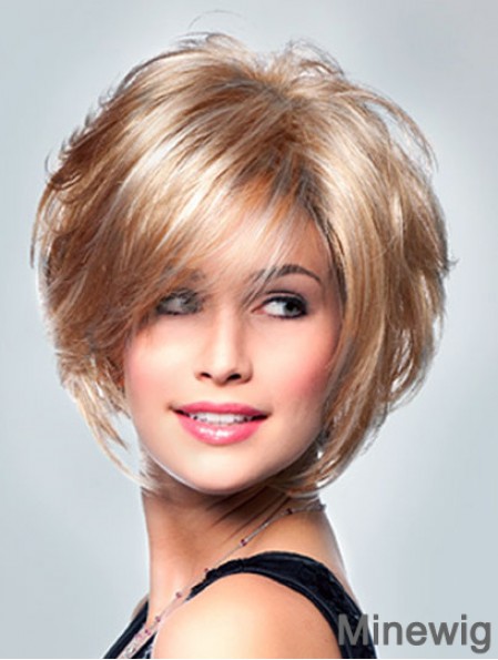 UK Lace Wigs With Monofilament Short Length Curly Style Layered Cut