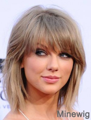 Synthetic Monofilament Blonde Shoulder With Bangs Taylor Swift Wig