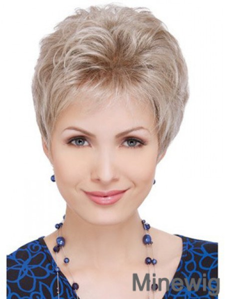 Wigs For Elderly Lady With Capless Wavy Style Short Length