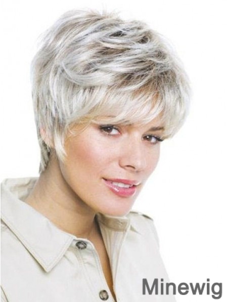 Synthetic Amazing Short Wavy Grey Wigs