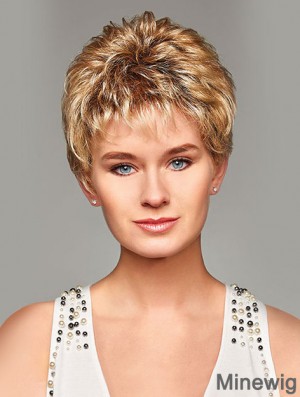 Mono Hair Toppers UK Cropped Length Blonde Color Curly Style Boycuts