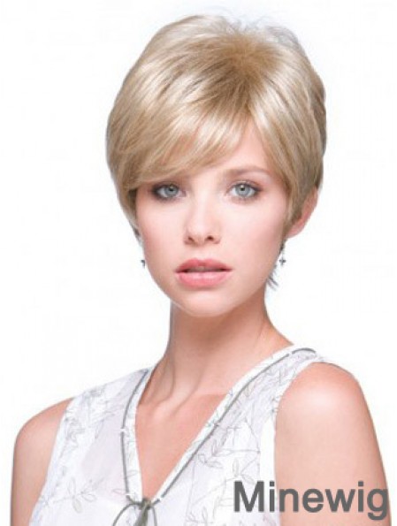 Incredible Blonde Short Straight Boycuts Monofilament Wigs