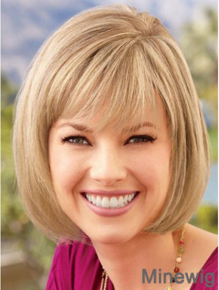 Lace Front Chin Length Straight Blonde Comfortable Bob Wigs