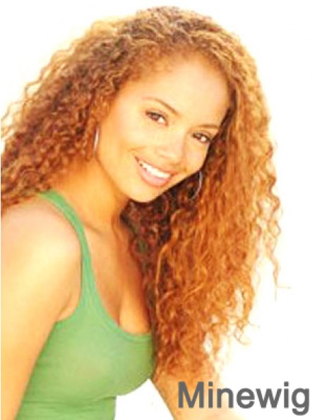 Curly Without Bangs Long Auburn Soft Lace Front Wigs