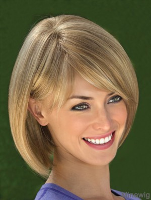 Chin Length Straight Bobs Blonde Amazing 100% Hand-tied Wigs