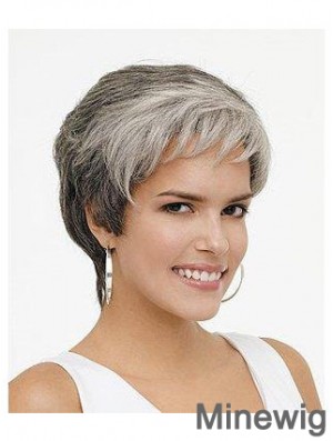 Synthetic Natural Short Wavy Grey Wigs