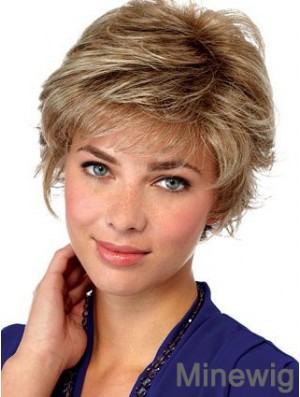 Hairstyles Blonde Short Wavy Layered Lace Front Wigs
