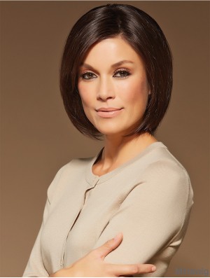 Bob Lace Front Wigs 100% Hand Tied Brown Color Chin Length