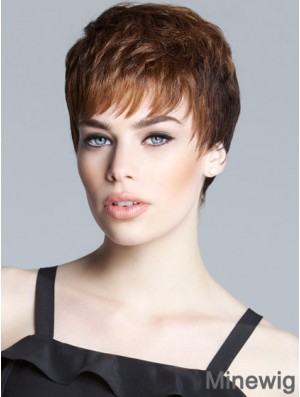 Sassy Brown Cropped Straight Boycuts Lace Front Wigs