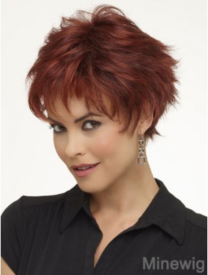 8 inch High Quality Wavy Boycuts Red Short Wigs