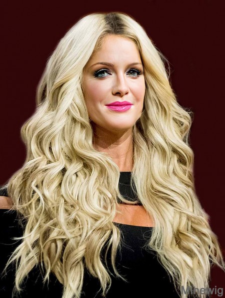 Perfect 22 inch Long Wavy Without Bangs 100% Hand-tied Kim Zolciak Wigs