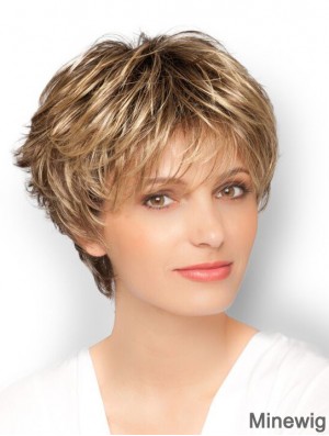 Blonde 8 inch Designed Cropped Wavy Boycuts Lace Wigs