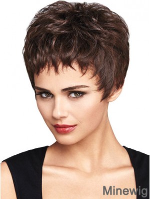 Natural Auburn Cropped Wavy Boycuts Lace Front Wigs